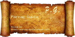 Parrag Gyula névjegykártya